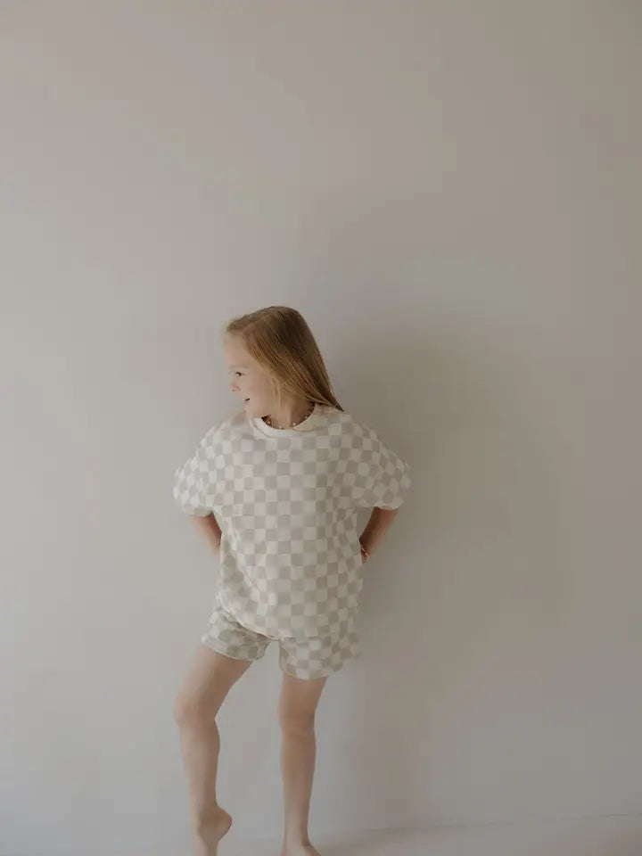 Beige & White Checkered Set