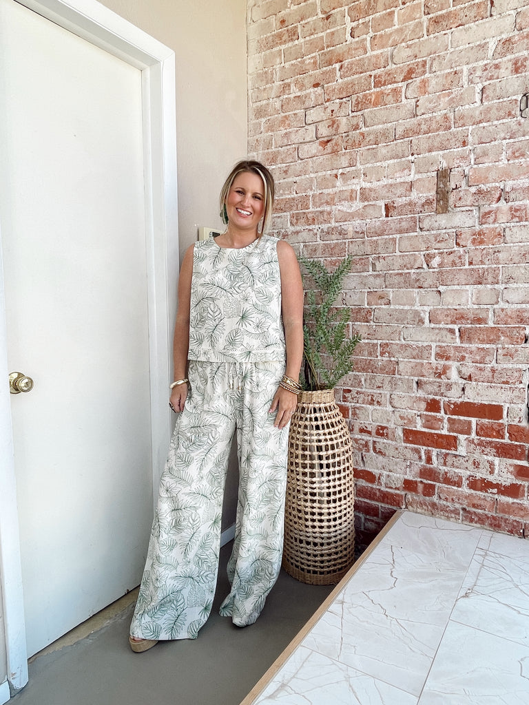 Palm Leaf Linen Set- Pants