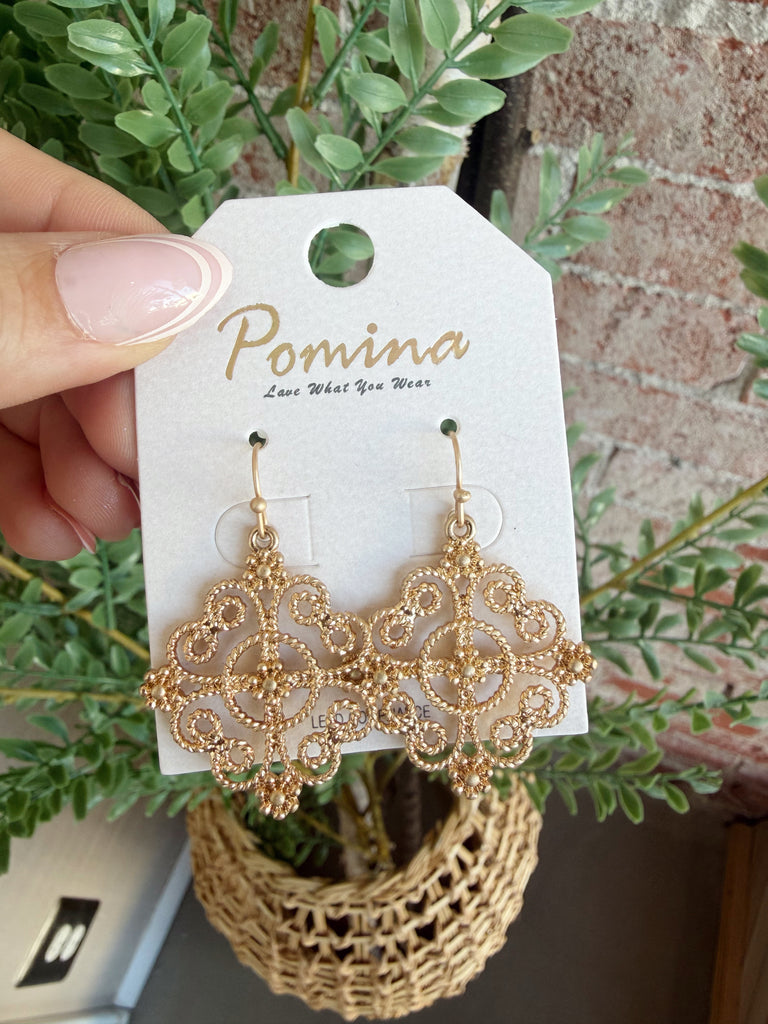 Filigree Cross Floral Point Earrings