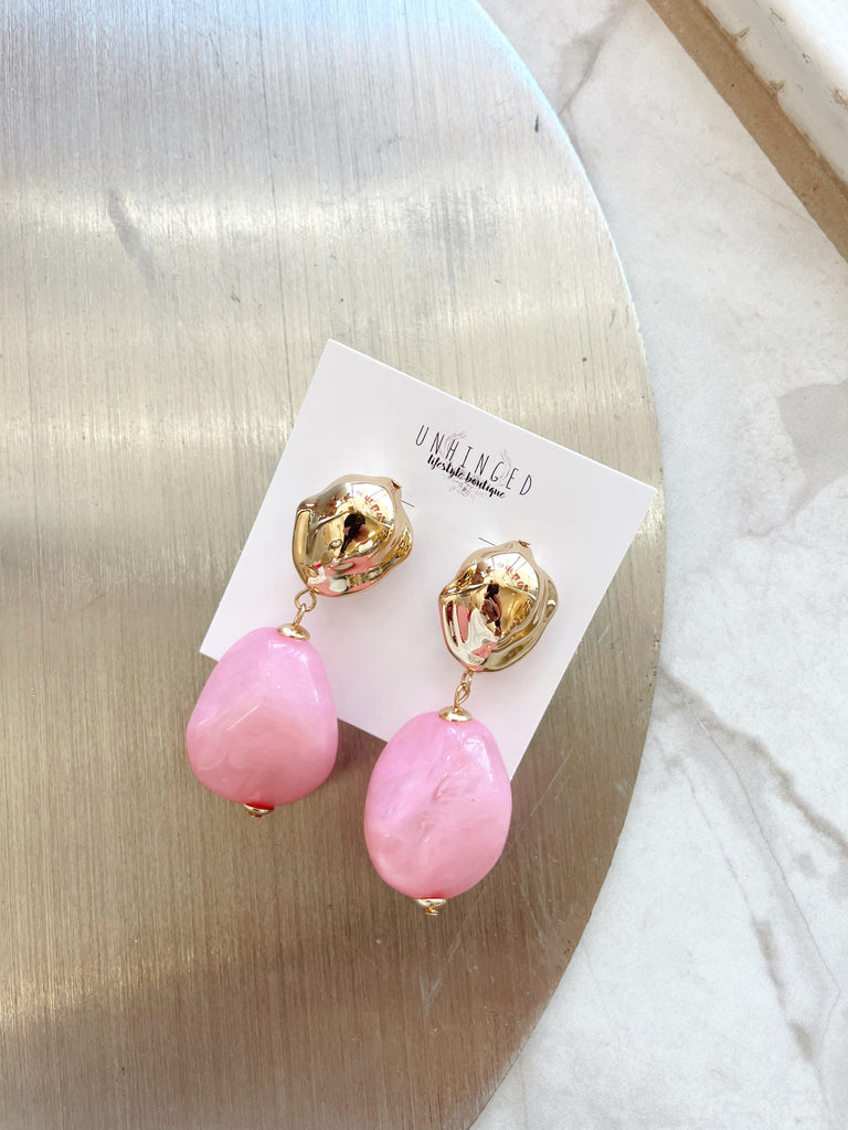 Statement Color Earrings in Pink