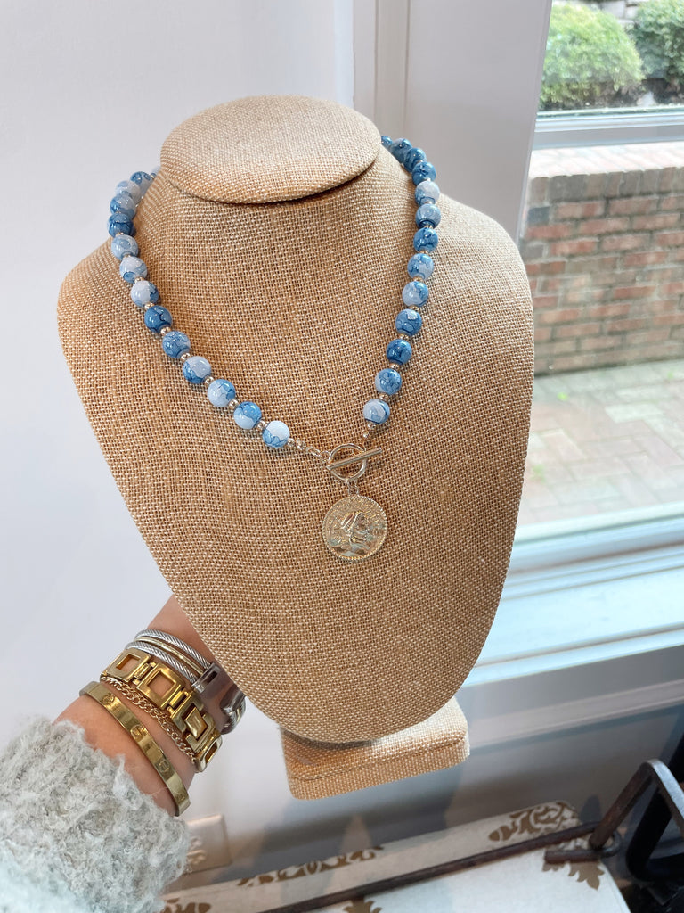 Blue Coin Necklace