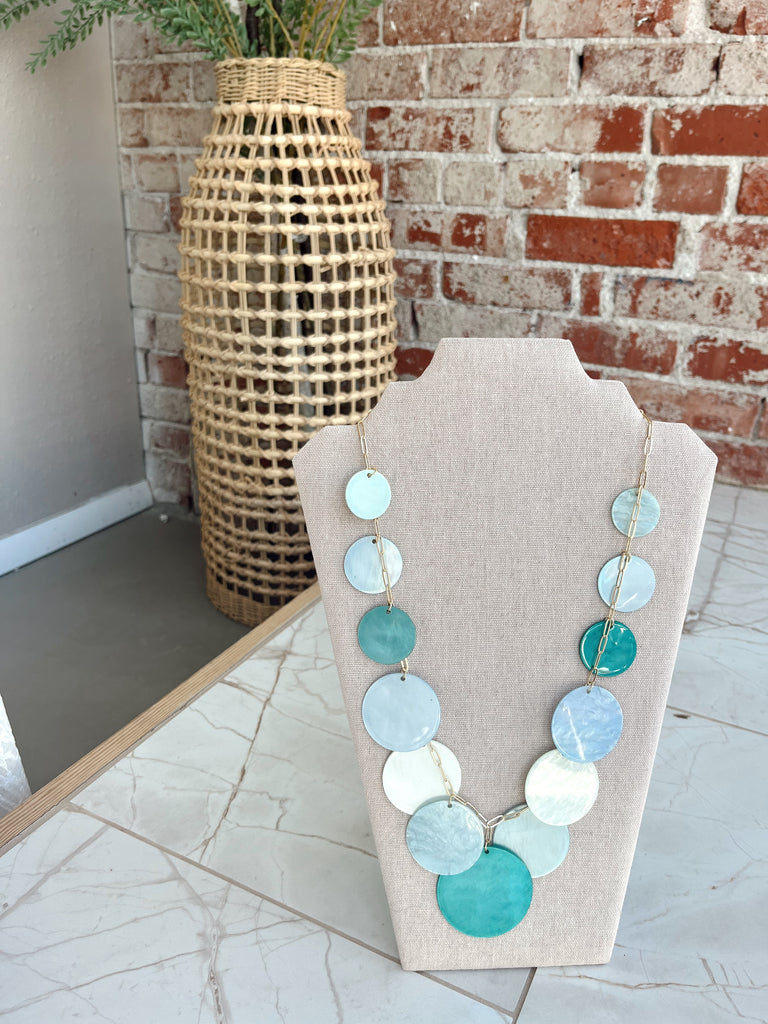 Flat Charm Necklace in Blue