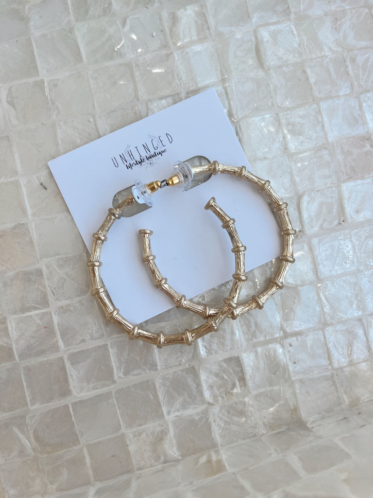Large Gold Bamboo Hoops