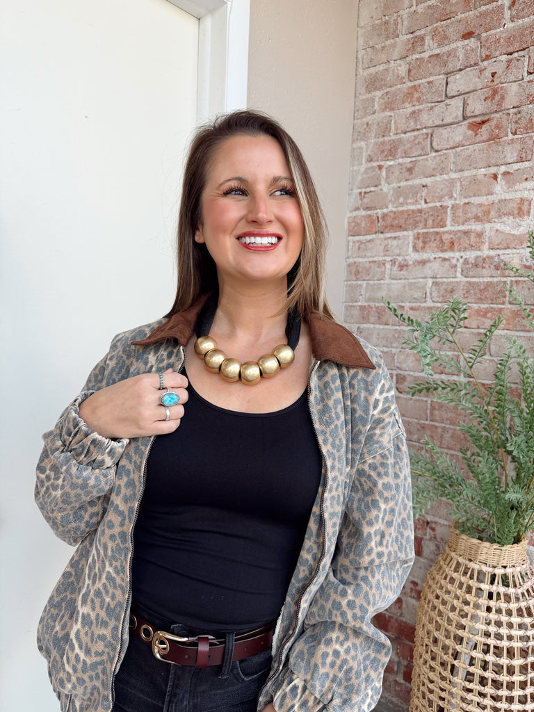 Extra Large Bead Necklace in Black