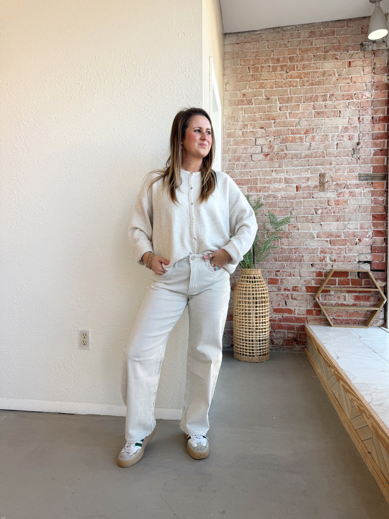 Kate Barrel Jeans in Olive Stripe