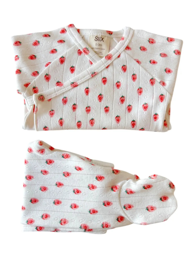 White Strawberry Newborn Outfit