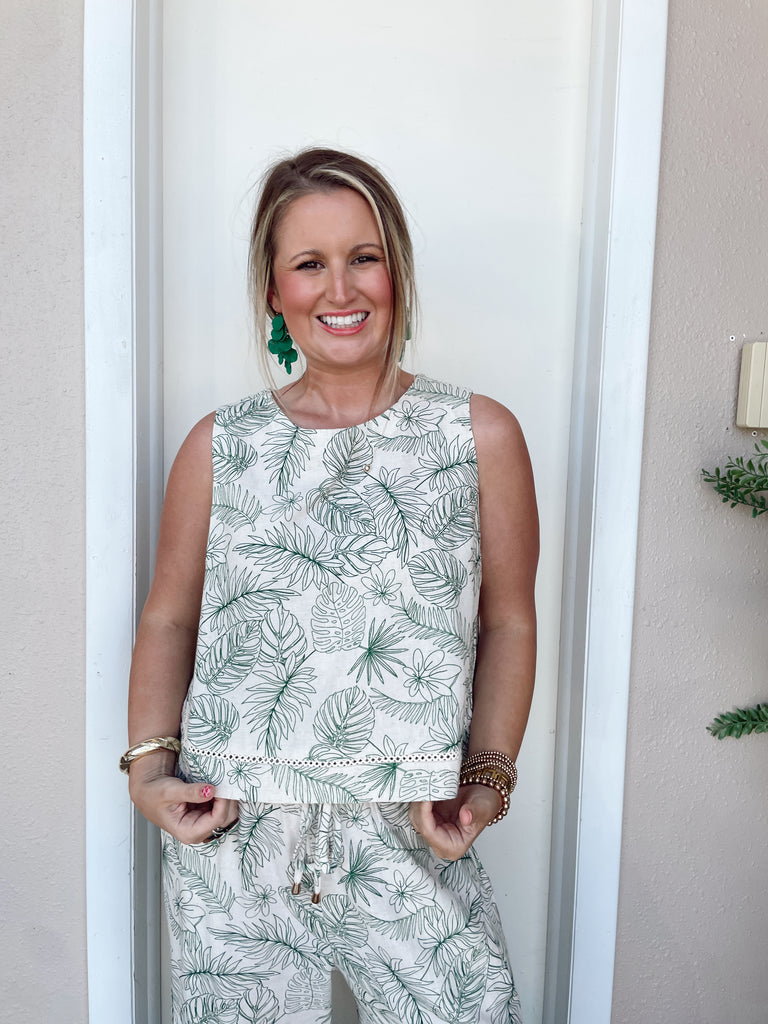 Palm Leaf Linen Set- Top