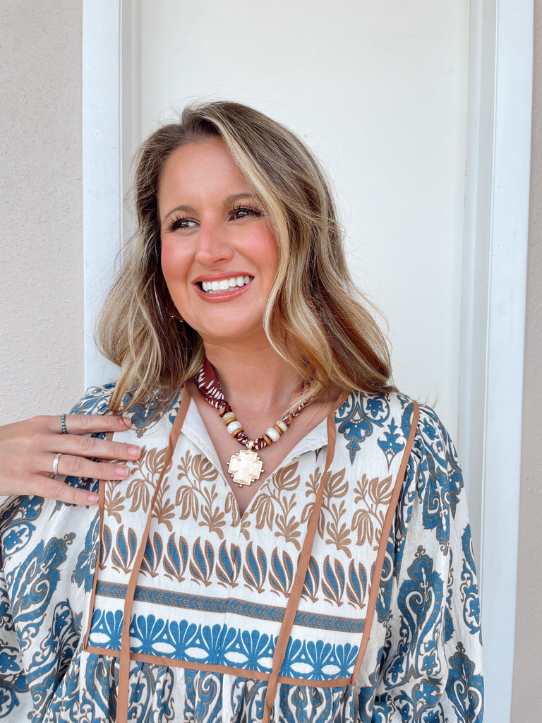 Cheetah Cross Scarf Necklace