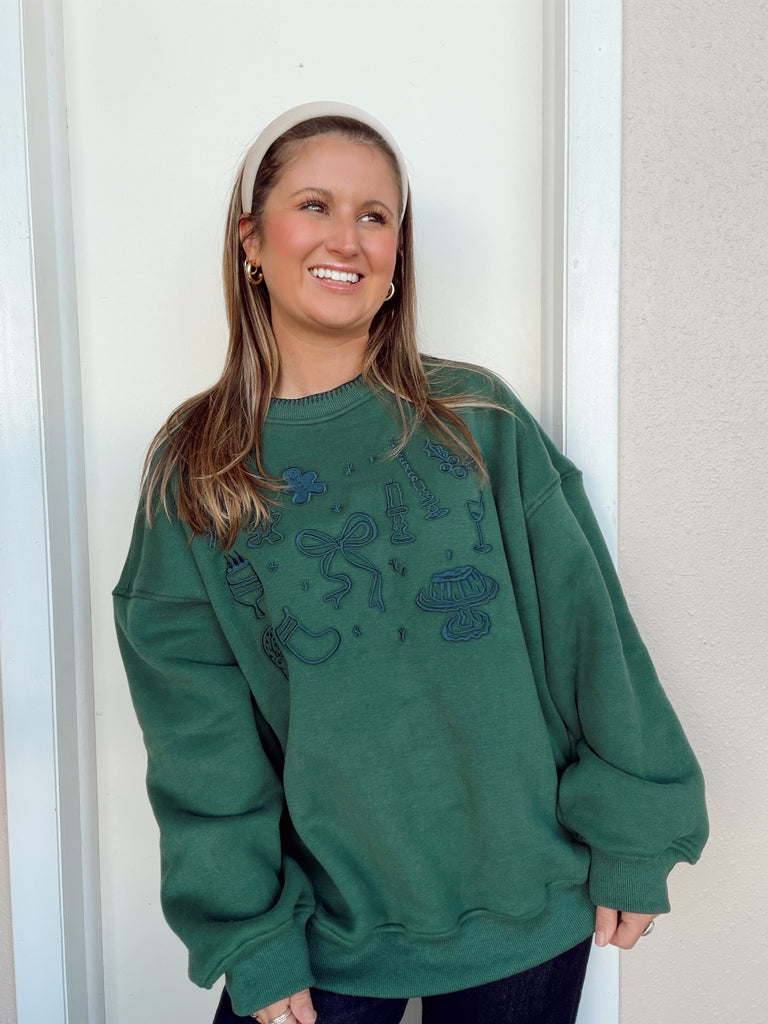 Christmas Graphic Embroidery Sweatshirt