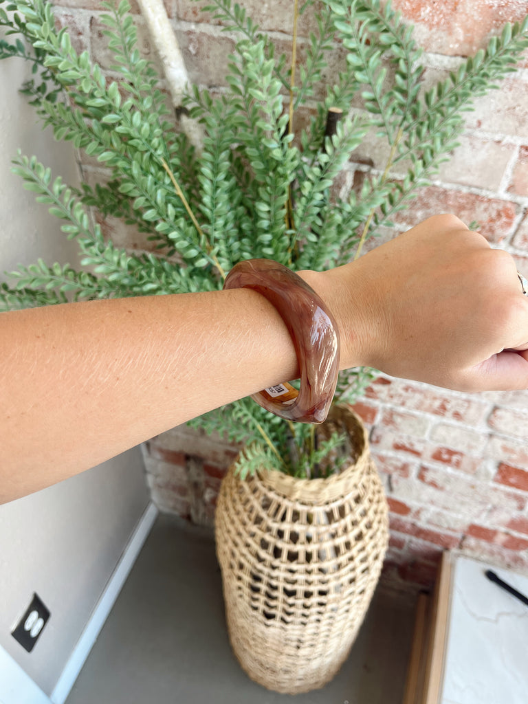 Organic Square Bangle Bracelet in Brown