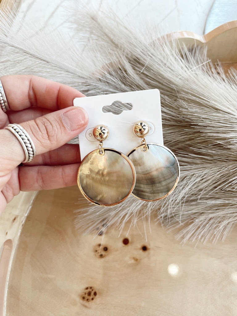 MOP Disk Drop Earrings