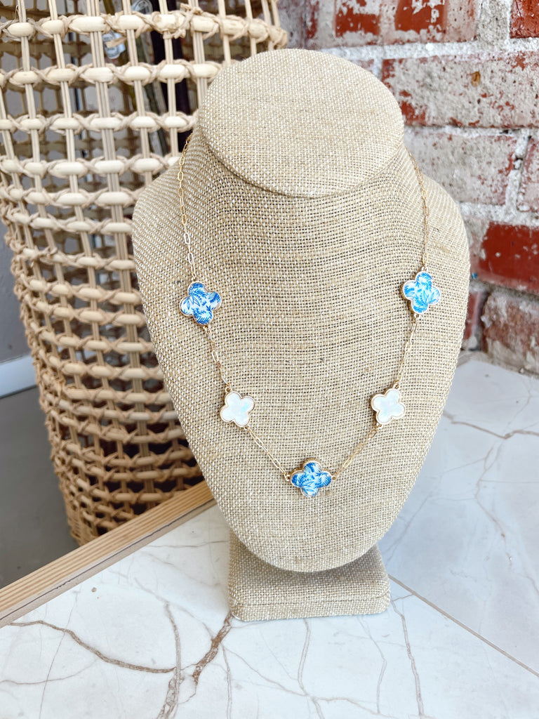 Floral and Shell Clover Necklace