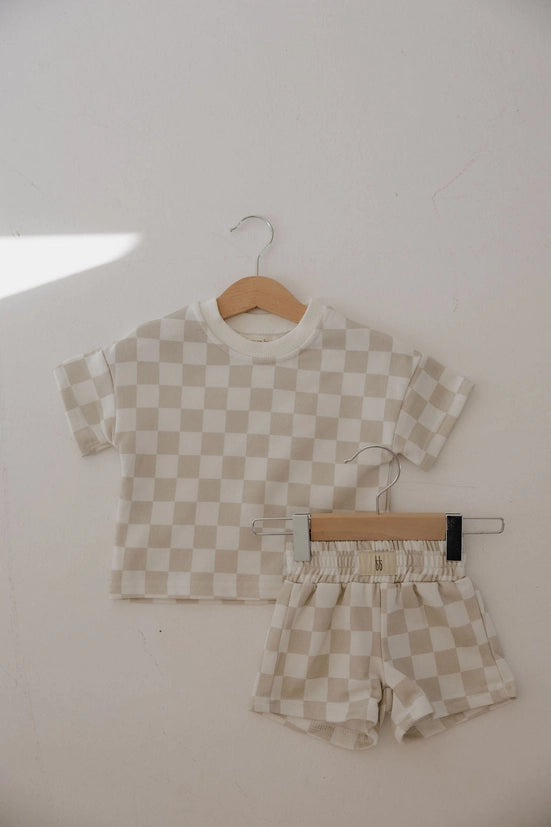 Beige & White Checkered Set
