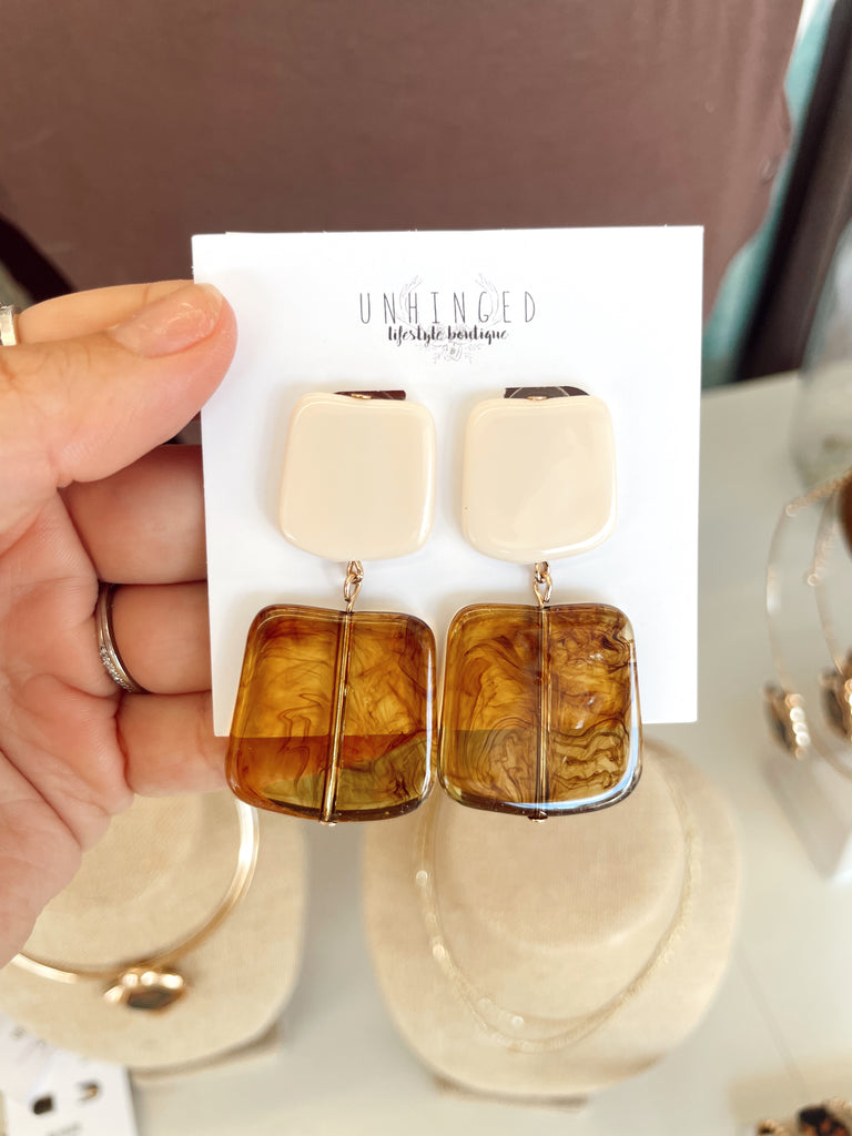 Color Block Two-tone Square Earrings