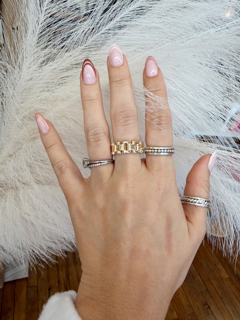 Gold Dipped Watch Band Ring- Adjustable