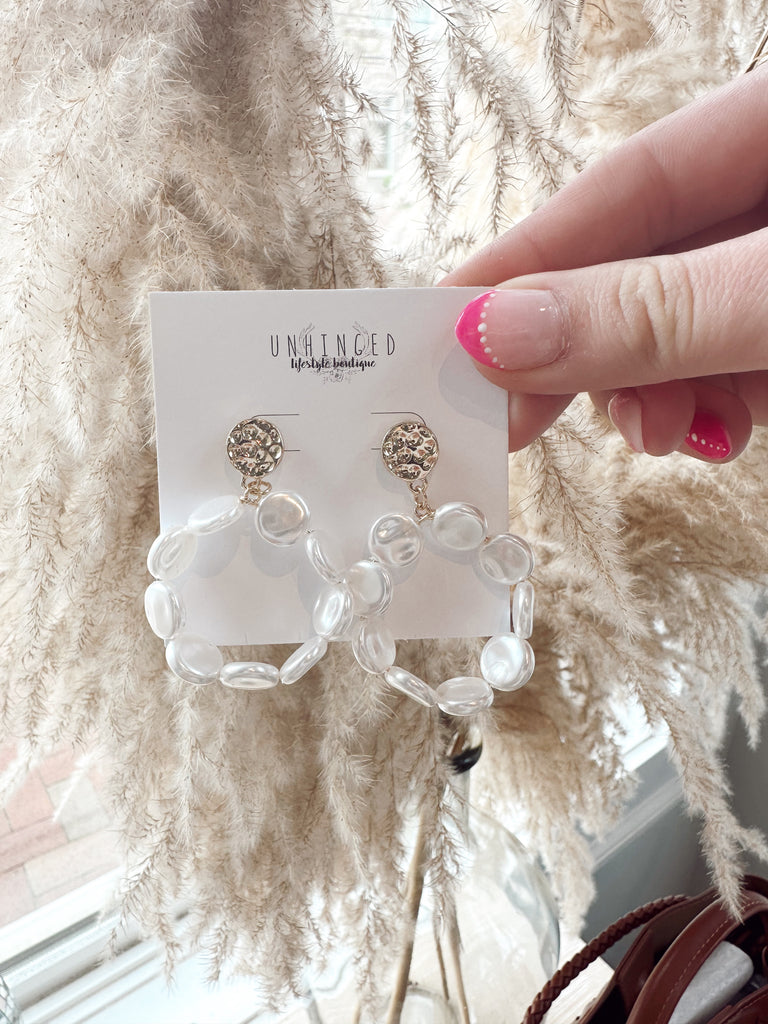 Foiled Gold and Pearl Circle Earrings