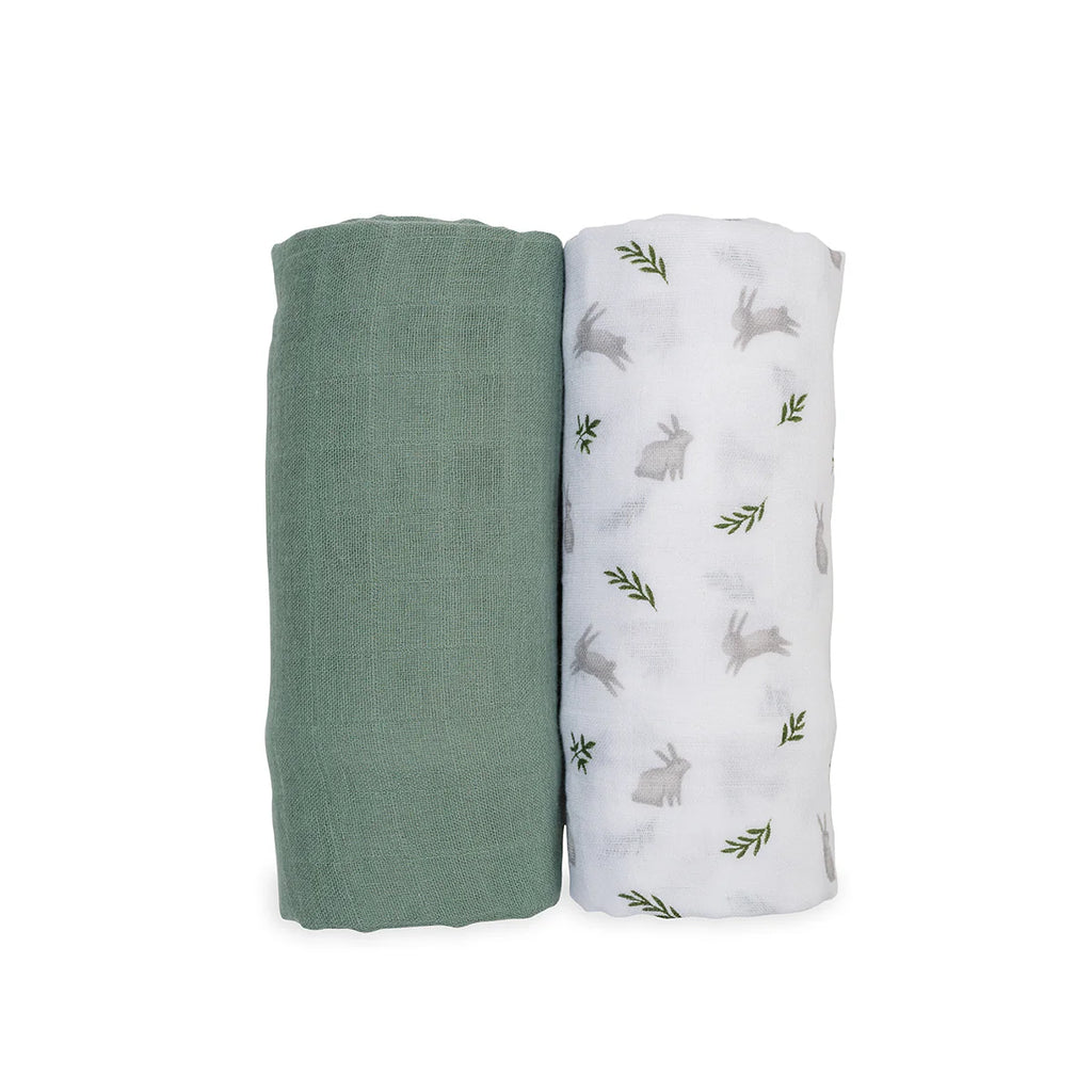 Cotton Swaddles 2 Pack- Bunnies & Fern