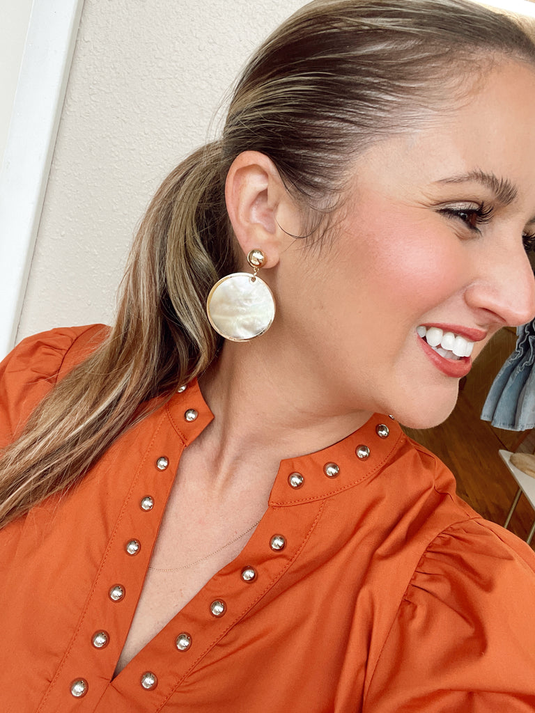MOP Disk Drop Earrings