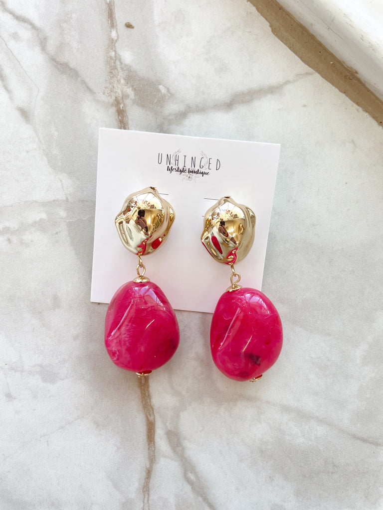 Statement Color Earrings in Fuschia