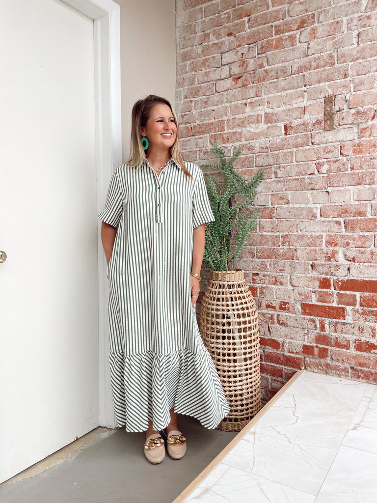 Run to the Market Dress in Olive