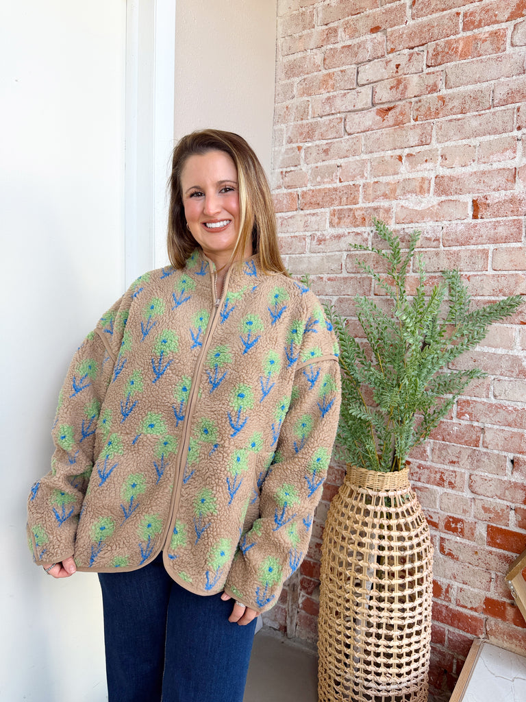 Mocha Floral Fleece Jacket