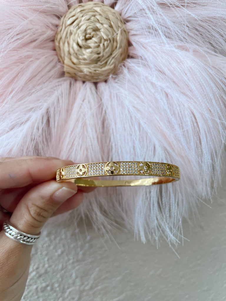 Clover Pave CZ Bangle Bracelet