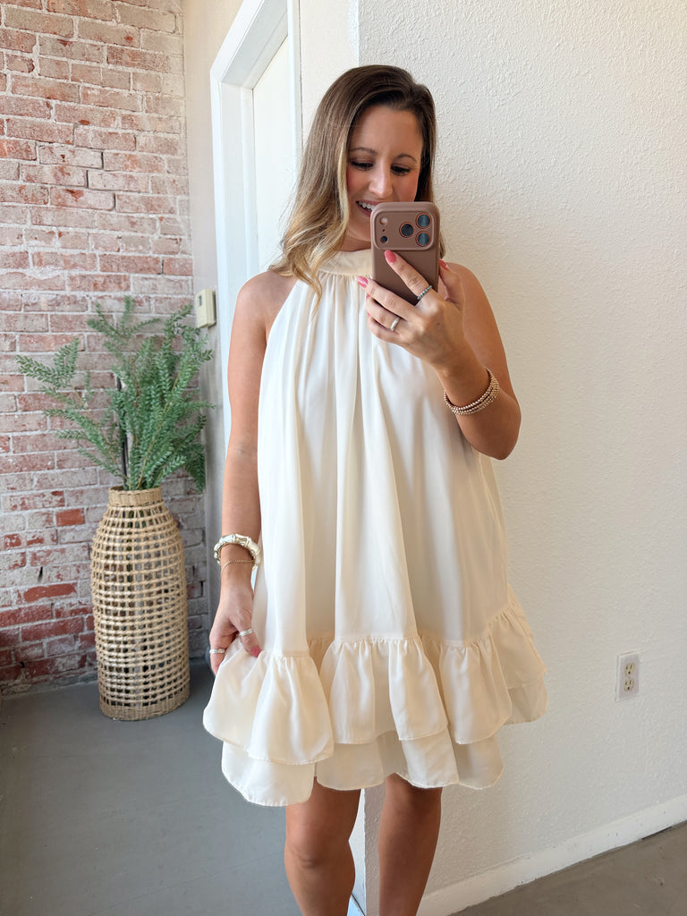Ivory Escape Halter Dress