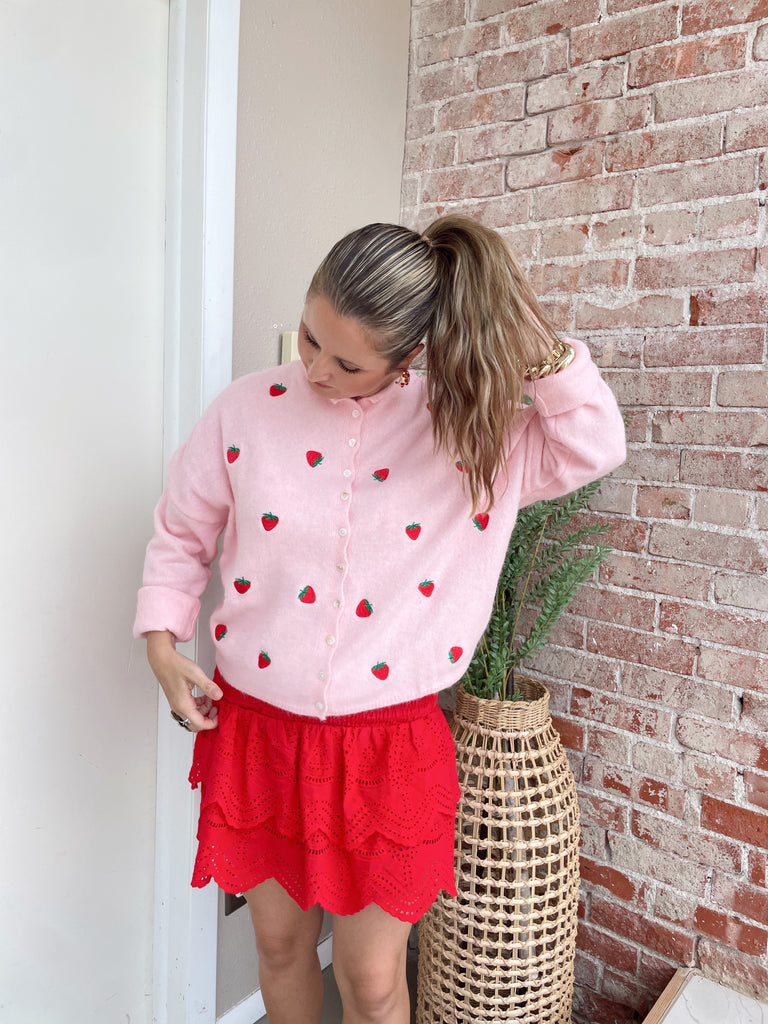 Spring Breeze Cardigan in Strawberry