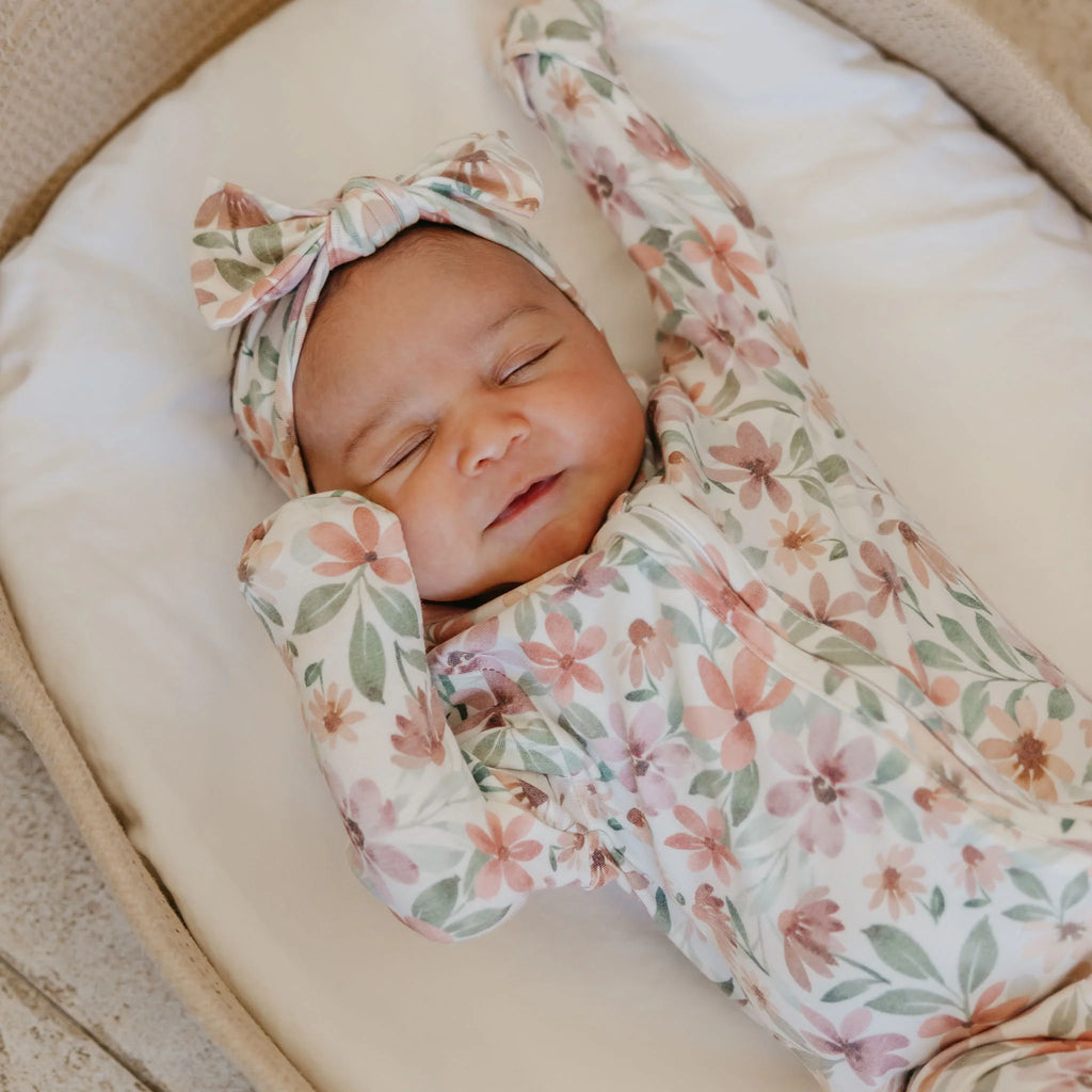 Copper Pearl Knit Headband Bow- Natalie