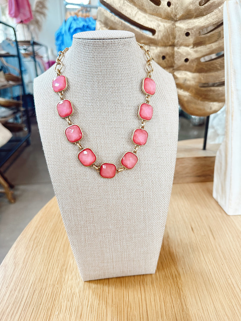 Pop of Pink Crystal Necklace