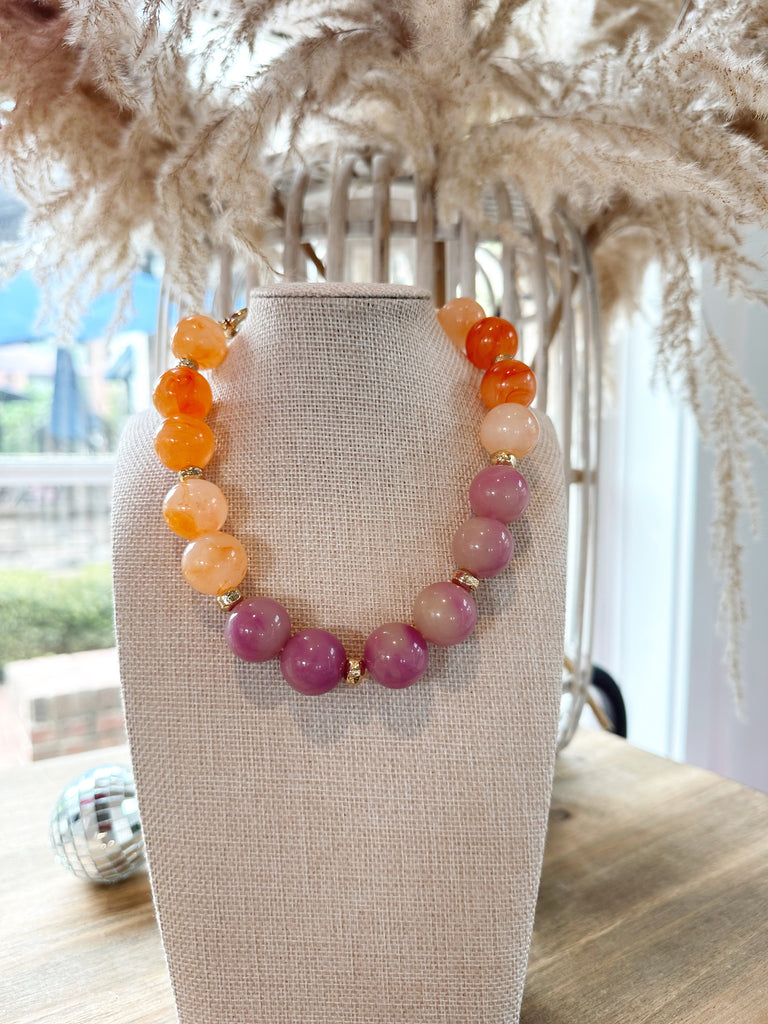 Statement Beads in Purple & Orange