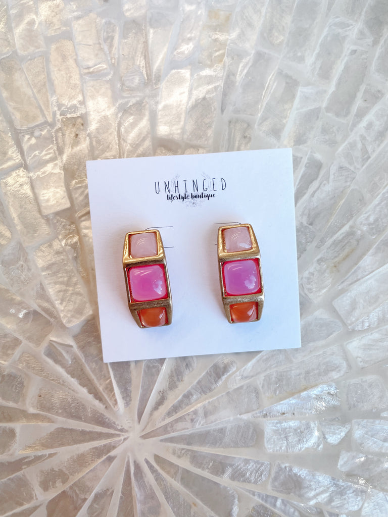 Pink Toned Half Hoops