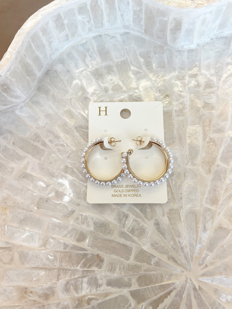 Gold Dipped Hoops- Pearly