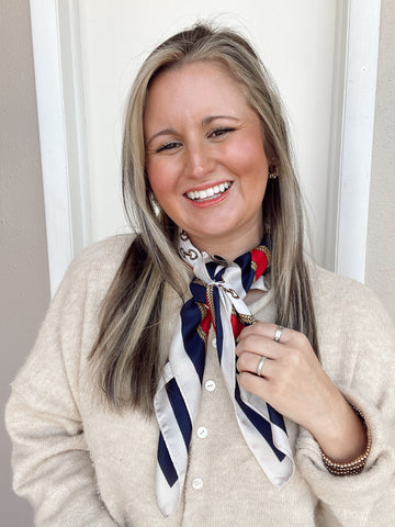 Scarf Necklace in Red Bow