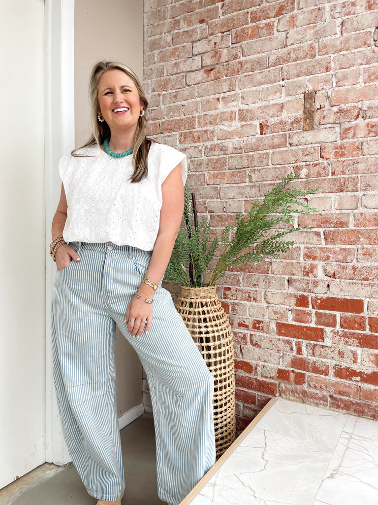 Painters Striped Barrel Jeans