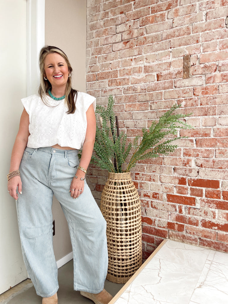 Painters Striped Barrel Jeans