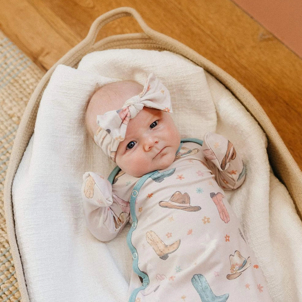 Copper Pearl Knit Headband Bow- Cheyenne