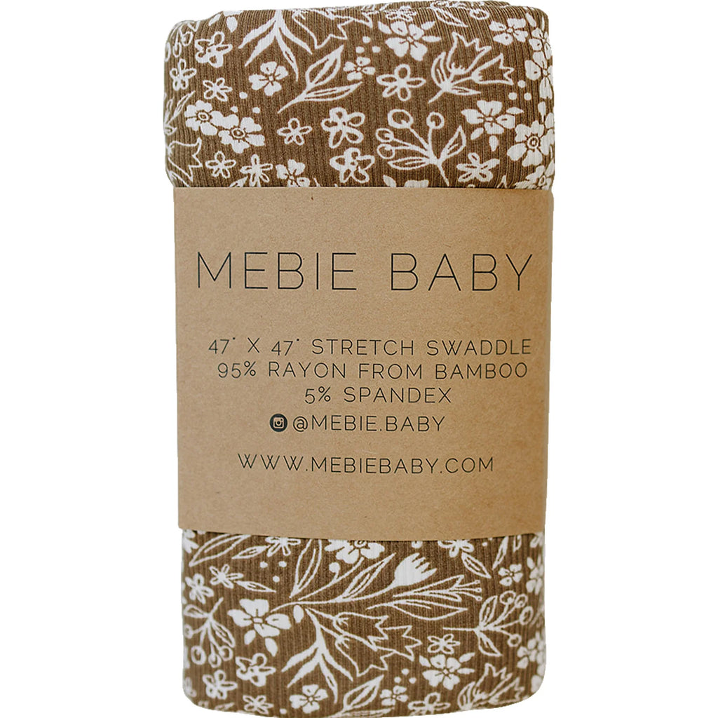 Brown Floral Ribbed Stretch Swaddle
