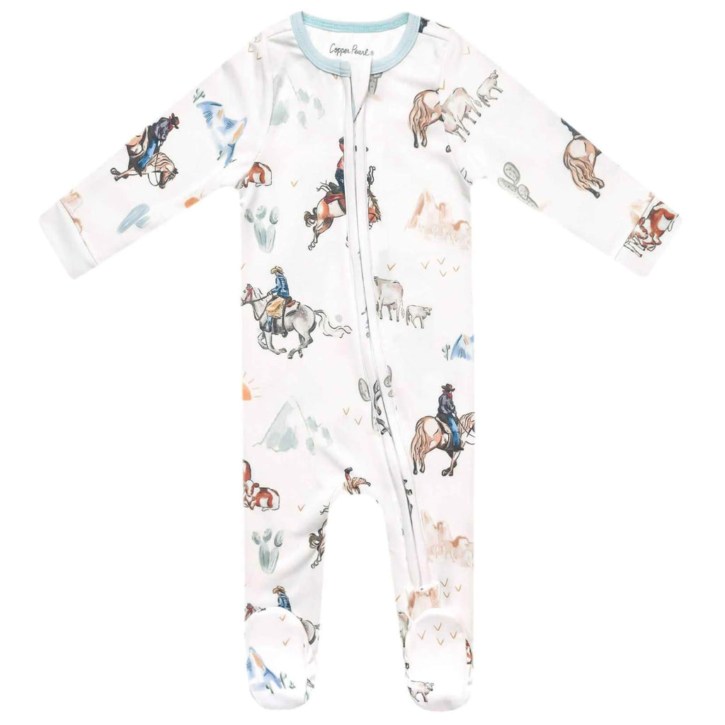 Copper Pearl Zip Up Footie Pajamas- Boone