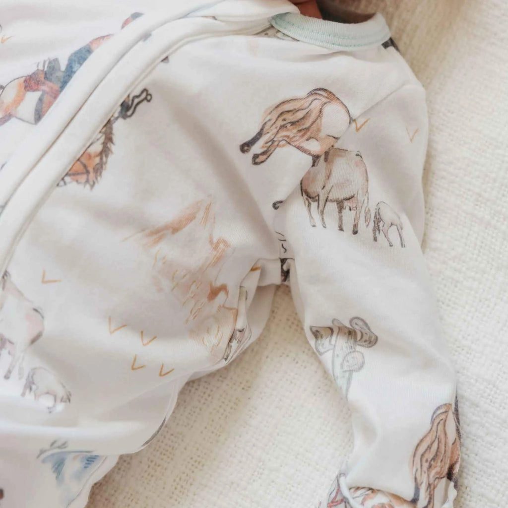 Copper Pearl Zip Up Footie Pajamas- Boone