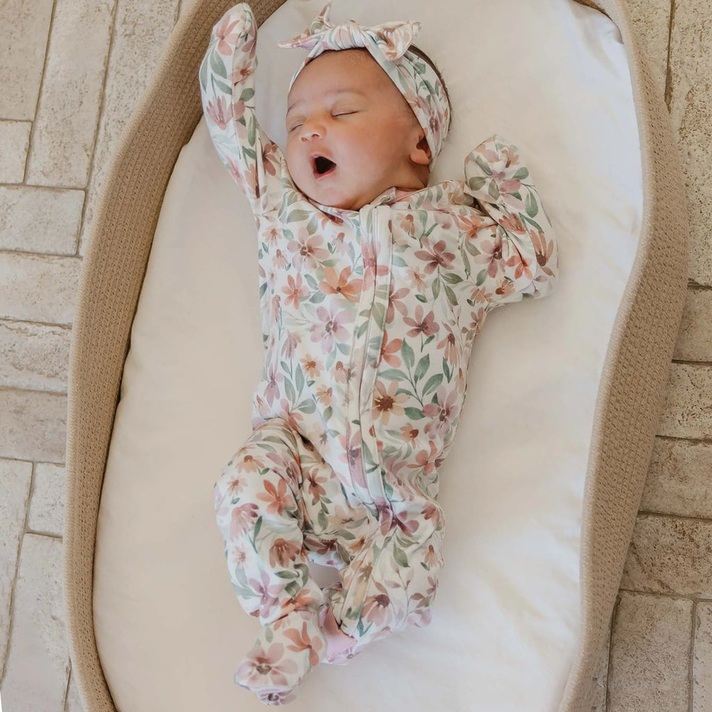 Copper Pearl Zip Up Footie Pajamas- Natalie