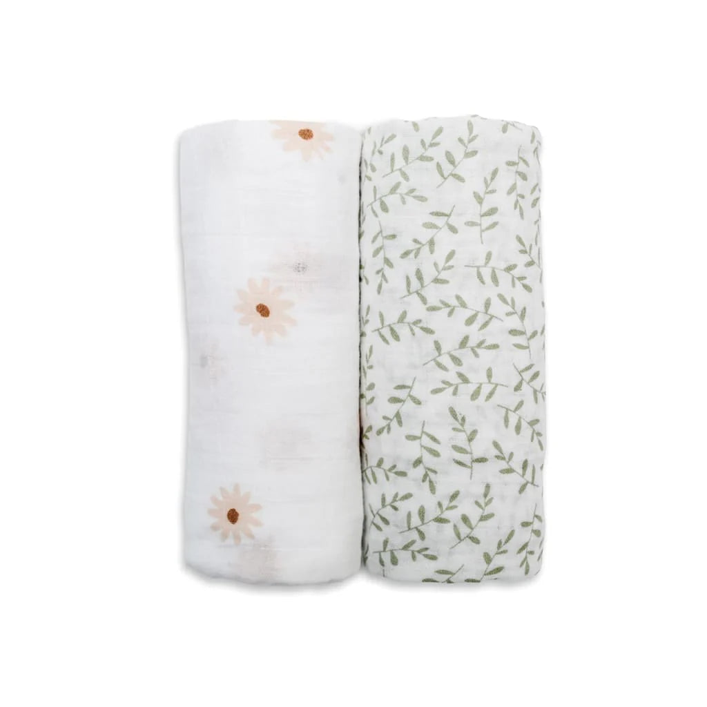 Cotton Swaddles 2 Pack- Daisies & Greenery