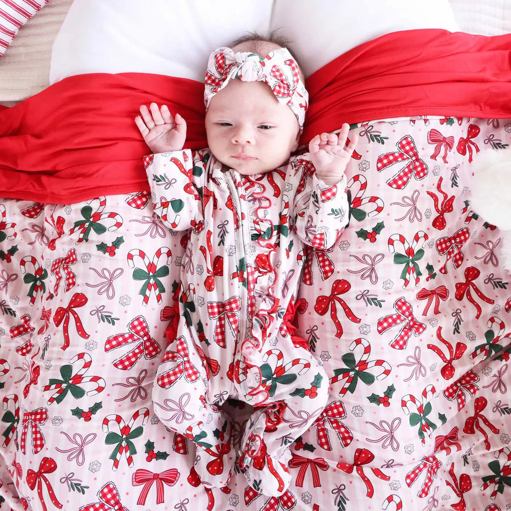 Caden Lane Holiday Bow Sleeper with Footies