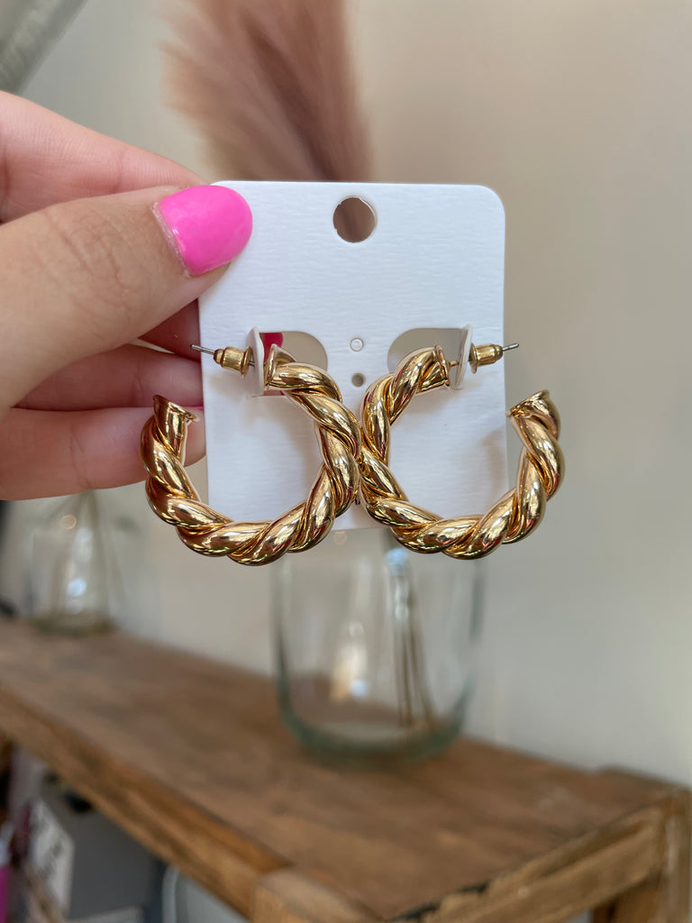 Gold Twist Hoops