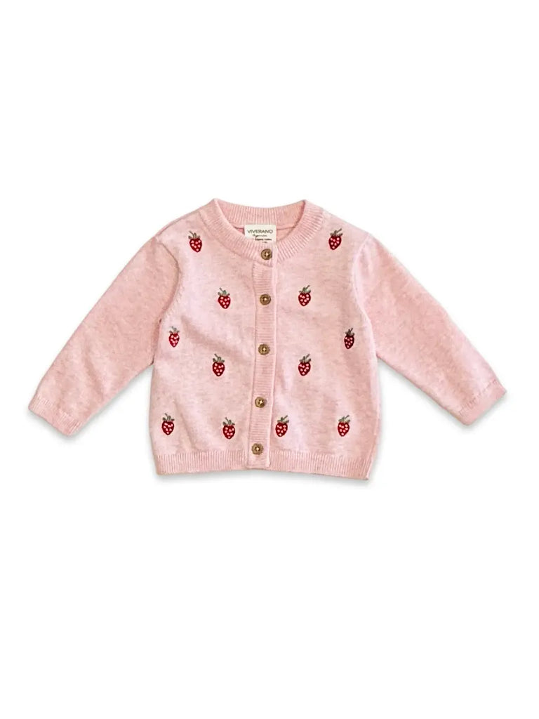 Strawberry Embroidered Baby Cardigan