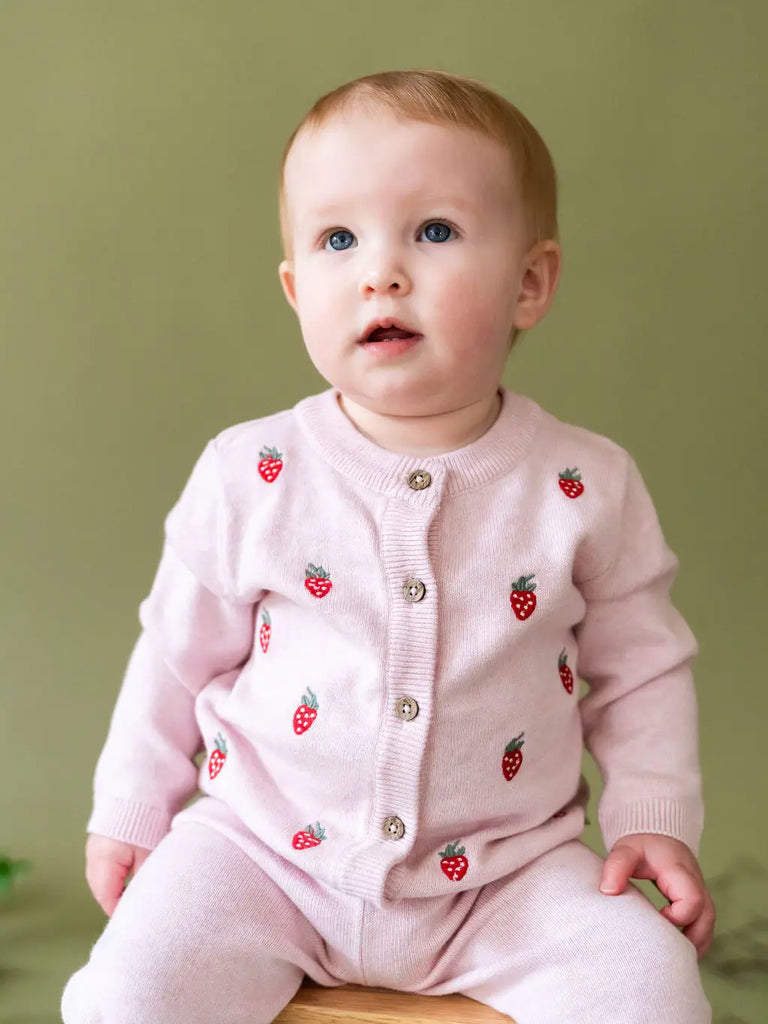 Strawberry Embroidered Baby Cardigan