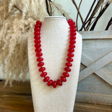 Rondelle Bead Necklace - Red