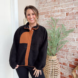 Colorblock Fleece Jacket in Black