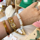 Pearl & Gold Rondelle Bracelet