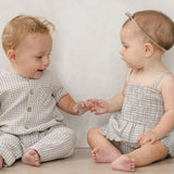 Quincy Mae Smocked Romper Gingham Sage